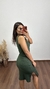 Vestido Canelado Ribana Midi Gola V Regata Melina Verde Militar na internet