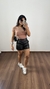 Shorts Cintura Alta Zíper Corino Vânia Preto - comprar online