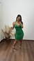 Vestido Canelado Ribana Alça Bojo Decote Nó Isabela Verde Bandeira