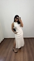 Vestido Canelado Ribana Midi Longuete Longo Regata Paola Off White na internet