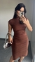 Vestido Canelado Ribana Midi Meia Manga Muscle Tainá Marrom - loja online