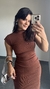 Vestido Canelado Ribana Midi Meia Manga Muscle Tainá Marrom - Menta Pimenta Rosa - Loja de roupas femininas - estilo - Moda básica - atemporal - estilosa