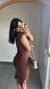 Imagem do Vestido Canelado Ribana Midi Meia Manga Muscle Tainá Marrom