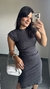 Vestido Canelado Ribana Midi Meia Manga Muscle Tainá Cinza Chumbo - Menta Pimenta Rosa - Loja de roupas femininas - estilo - Moda básica - atemporal - estilosa