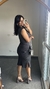 Vestido Canelado Ribana Midi Meia Manga Muscle Tainá Cinza Chumbo - loja online