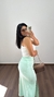Saia Canelada Ribana Midi Longa Longuete Fenda Isadora Verde Água - Menta Pimenta Rosa - Loja de roupas femininas - estilo - Moda básica - atemporal - estilosa