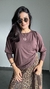 Blusa Viscolycra Alongada Decote Canoa Manga Média Solange Marrom - comprar online