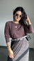 Blusa Viscolycra Alongada Decote Canoa Manga Média Solange Marrom - comprar online