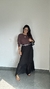 Blusa Viscolycra Alongada Decote Canoa Manga Média Solange Marrom na internet