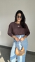 Blusa Viscolycra Alongada Decote Canoa Manga Média Solange Marrom - Menta Pimenta Rosa - Loja de roupas femininas - estilo - Moda básica - atemporal - estilosa