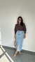 Blusa Viscolycra Alongada Decote Canoa Manga Média Solange Marrom - loja online