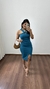 Vestido Canelado Ribana Midi Frente Única Fenda Bojo Aline Azul Petróleo - comprar online