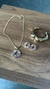 Colar Conjunto Mix Corrente e Brinco Arredondado Pedraria Roxa Dourado - loja online