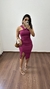Vestido Canelado Ribana Midi Frente Única Fenda Bojo Aline Fúcsia na internet