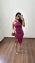 Vestido Canelado Ribana Midi Frente Única Fenda Bojo Aline Fúcsia - comprar online