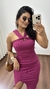 Vestido Canelado Ribana Midi Frente Única Fenda Bojo Aline Fúcsia - loja online