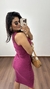 Imagem do Vestido Canelado Ribana Midi Frente Única Fenda Bojo Aline Fúcsia