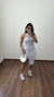 Vestido Canelado Ribana Midi Frente Única Fenda Bojo Aline Cinza Mescla - comprar online