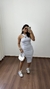 Vestido Canelado Ribana Midi Frente Única Fenda Bojo Aline Cinza Mescla na internet