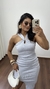 Imagem do Vestido Canelado Ribana Midi Frente Única Fenda Bojo Aline Cinza Mescla
