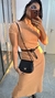 Imagem do Vestido Ribana Longo Longuete Midi Fenda Gola Alta Manga Curta Ingrid Nude