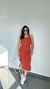 Vestido Canelado Ribana Longuete Longo Regata Fenda Bruna Terracota - comprar online