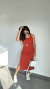 Vestido Canelado Ribana Longuete Longo Regata Fenda Bruna Terracota - loja online