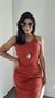 Vestido Canelado Ribana Longuete Longo Regata Fenda Bruna Terracota