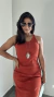 Vestido Canelado Ribana Longuete Longo Regata Fenda Bruna Terracota