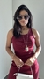 Imagem do Vestido Canelado Ribana Longuete Longo Regata Fenda Bruna Marsala