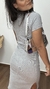Vestido Canelado Ribana Midi Tradicional Manga Curta Erika Cinza Mescla na internet