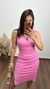 Vestido Canelado Ribana Midi Gola V Regata Melina Rosa Chiclete - comprar online