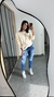 Calça Jeans Skinny Mom Elastano Destroyed Cintura Alta Lavagem Média