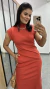 Vestido Canelado Ribana Midi Longuete Gola Alta Muscle Bolsos Aurora Terracota na internet