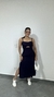 Vestido Midi Alça Zíper Bolsos Vazado Viscose Leona Azul Marinho - Menta Pimenta Rosa - Loja de roupas femininas - estilo - Moda básica - atemporal - estilosa