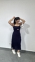 Vestido Midi Alça Zíper Bolsos Vazado Viscose Leona Azul Marinho - loja online