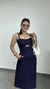 Vestido Midi Alça Zíper Bolsos Vazado Viscose Leona Azul Marinho - comprar online