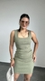 Vestido Canelado Ribana Curto Regata Decote Quadrado Lívia Verde Oliva - loja online