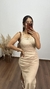 Vestido Longuete Longo Canelado Ribana Alça Fenda Mariana Nude - comprar online