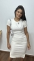 Vestido Canelado Ribana Midi Tradicional Manga Curta Erika Off White - comprar online