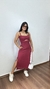 Imagem do Vestido Midi Alça Zíper Bolsos Vazado Viscose Leona Marsala