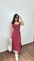 Vestido Midi Alça Zíper Bolsos Vazado Viscose Leona Marsala - loja online