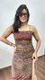 Vestido Longuete Tule Com Lycra Alça Fina Estampa Floral Samantha Marrom/Verde Militar - loja online