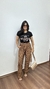Conjunto Plissado Cropped Calça Pantalona Zaira Marrom na internet