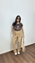 Conjunto Plissado Cropped Calça Pantalona Zaira Gold Dourado