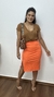 Saia Midi Fenda Canelada Forrada Premium Jessica Laranja