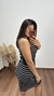 Vestido Canelado Ribana Midi Regata Fernanda Gola Preta Listrado Preto - Menta Pimenta Rosa - Loja de roupas femininas - estilo - Moda básica - atemporal - estilosa