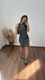 Vestido Canelado Ribana Midi Regata Fernanda Gola Preta Listrado Preto - loja online