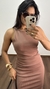 Vestido Canelado Ribana Longuete Longo Regata Fenda Bruna Nude Chocolate - Menta Pimenta Rosa - Loja de roupas femininas - estilo - Moda básica - atemporal - estilosa