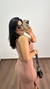 Imagem do Vestido Canelado Ribana Longuete Longo Regata Fenda Bruna Nude Chocolate